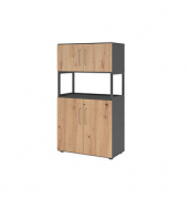 Regalschrank FlexWall, VFW48K5RGGRBS grafit, asteiche 1 Fachboden 80,0 x 40,0 x 145,0 cm