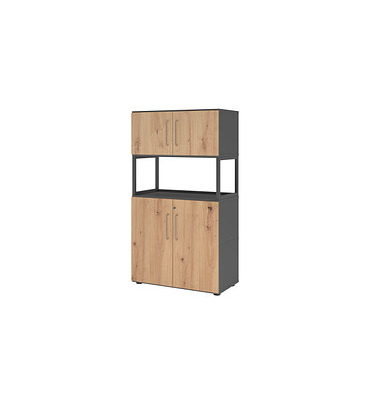Regalschrank FlexWall VFW48K5RG/G/R/BS, abschlie&szlig;bar, 4 OH, grafit/asteiche, 80x145x40cm (BxHxT)