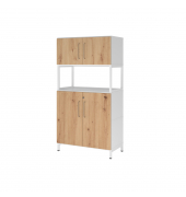 Regalschrank FlexWall VFW48K5RUWRBS, abschlie&szlig;bar, 4 OH, wei&szlig;/eiche, 80x153,2x41,7cm (BxHxT)