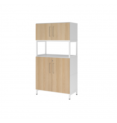 Regalschrank FlexWall VFW48K5RUWEBS, abschlie&szlig;bar, 4 OH, wei&szlig;/eiche, 80x153,2x41,7cm (BxHxT)