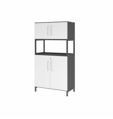 Kombischrank FlexWall 4OH 1offen Sockel graphitweiß