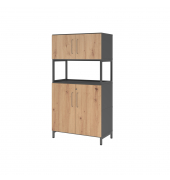 Kombischrank FlexWall 4OH 1offen Sockel graphitasteiche