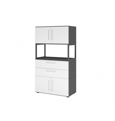 Kombischrank FlexWall 4OH 1offen graphitweiß