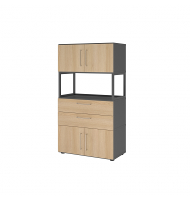 Kombischrank FlexWall 4OH 1offen graphiteiche