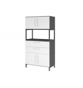 Kombischrank FlexWall 4OH 1offen Sockel graphitweiß