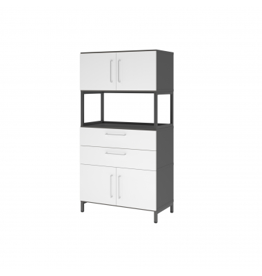 Kombischrank FlexWall 4OH 1offen Sockel graphitweiß