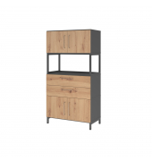 Kombischrank FlexWall 4OH 1offen Sockel graphitasteiche