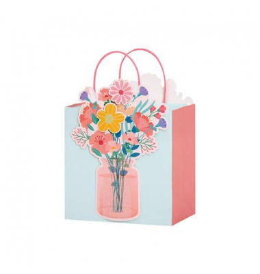 Geschenktasche 13681984000, neutral, Mit farblich passender Trageschlaufe, Blumen, 230mm x 230mm