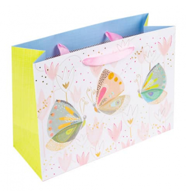 Geschenktasche 46 589, allgemein, Schleifenband mit Karte, Schmetterlinge, 250mm x 180mm
