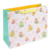 Geschenktasche 46 689, allgemein, Schleifenband mit Karte, Schmetterlinge, 330mm x 270mm