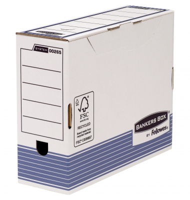 Archivbox Bankers Box 0026401, A4, weiß/blau, innen 7,7x31,5x26cm, Karton