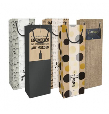 Geschenktasche 4014-24361/PBS, verschiedene, mit Tragekordel, 5 Motive sortiert, 12cm x 36mm