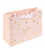 Geschenktasche 46 034  Finamente rose, allgemein, Schleifenband mit Karte, Goldprägung, weiße Blüten/goldene Herzen, 180mm x 250