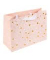 Geschenktasche 46 034  Finamente rose, allgemein, Schleifenband mit Karte, Goldprägung, weiße Blüten/goldene Herzen, 180mm x 250