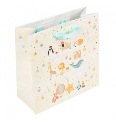 Geschenktasche 46 625, allgemein, Schleifenband mit Karte, Toy Zoo, 180mm x 180mm