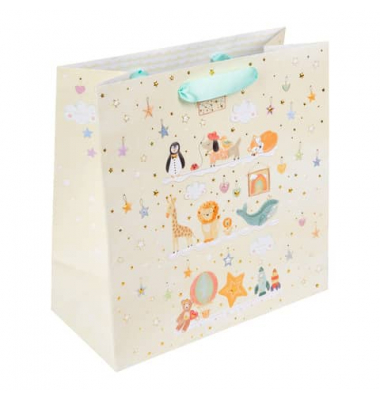 Geschenktasche 46 725, allgemein, Schleifenband mit Karte, Toy Zoo, 270mm x 270mm