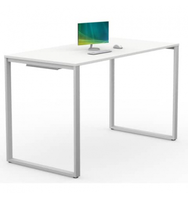 Stehtisch 110cm (H), 180x90cm (BxT), rechteckig, weiß / silber