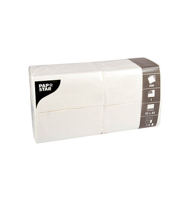 Servietten 16109, wei&szlig; / Uni, 1-lagig, 33x33cm