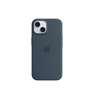 Silikon Case mit MagSafe Handy-Cover für Apple iPhone 15 sturmblau