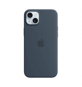 Silikon Case mit MagSafe Handy-Cover für Apple iPhone 15 Plus sturmblau