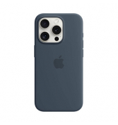 Silikon Case mit MagSafe Handy-Cover für Apple iPhone 15 Pro sturmblau