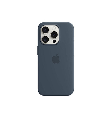 Silikon Case mit MagSafe Handy-Cover für Apple iPhone 15 Pro sturmblau