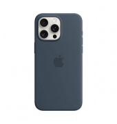 Silikon Case mit MagSafe Handy-Cover für Apple iPhone 15 Pro Max sturmblau