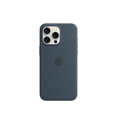 Silikon Case mit MagSafe Handy-Cover für Apple iPhone 15 Pro Max sturmblau