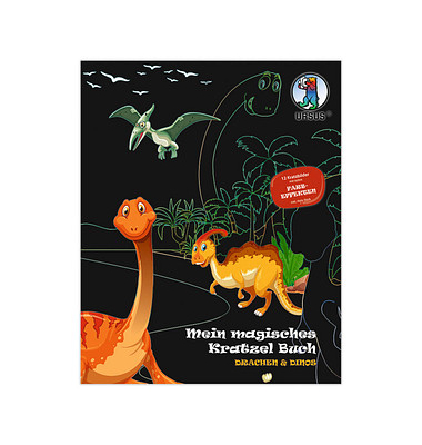 URSUS Kratzbuch Drachen und Dinos mehrfarbig