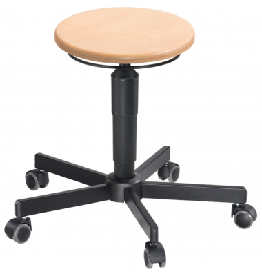 Sitzhocker 09002 Assistant Basic A1, buche, mit Rollen, höhenverstellbar, bis 120kg