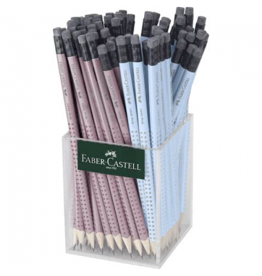 Bleistift GRIP 2001 B im Köcher, 217270, Härte B, rose shadows, sky blue, mit Radiergummi
