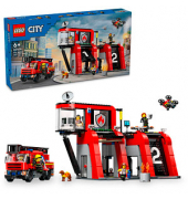 City 60414 Feuerwehrstation mit Drehleiterfahrzeug Bausatz