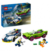 City 60415 Verfolgungsjagd mit Polizeiauto und Muscle Car Bausatz