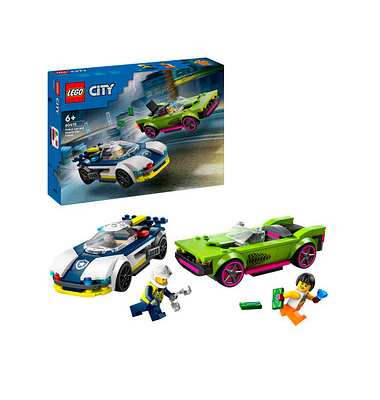 City 60415 Verfolgungsjagd mit Polizeiauto und Muscle Car Bausatz