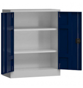 Stahlschrank ClassiX X-530311 enzianblau, lichtgrau 80,0 x 38,0 x 100,0 cm, aufgebaut 