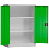 Stahlschrank ClassiX X-530325 lichtgrau, gelbgrün 92,0 x 42,0 x 120,0 cm, aufgebaut 