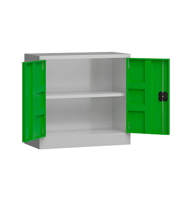 Stahlschrank ClassiX X-530305 lichtgrau, gelbgrün 80,0 x 38,0 x 75,0 cm, aufgebaut 
