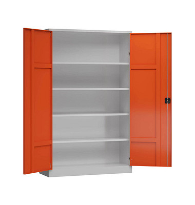 Stahlschrank ClassiXXL X-530384 feuerrot, lichtgrau 120,0 x 60,0 x 194,5 cm, aufgebaut 