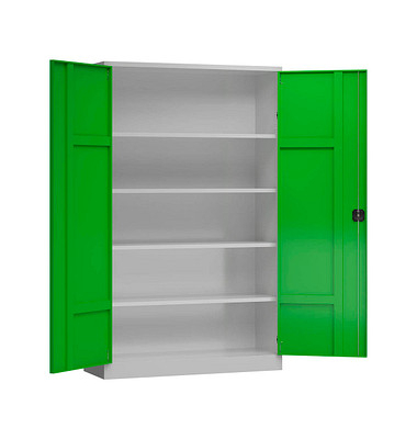 Stahlschrank ClassiXXL X-530385 lichtgrau, gelbgrün 120,0 x 60,0 x 194,5 cm, aufgebaut 