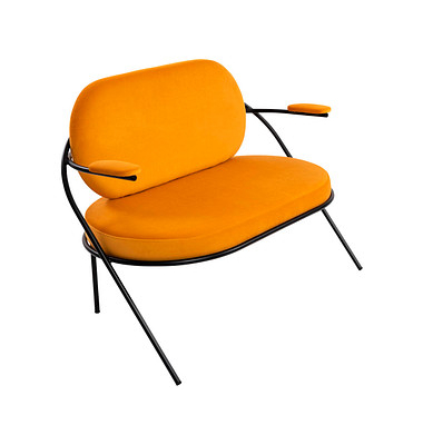2-Sitzer Sofa SATURNE safran schwarz Stoff