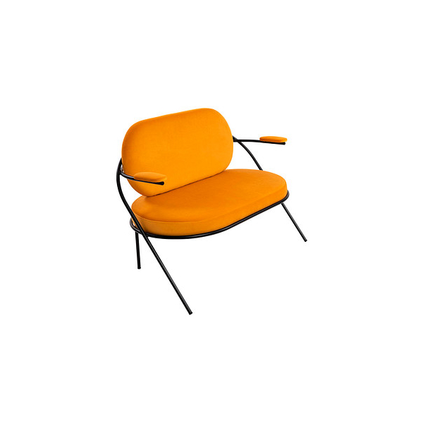 3660141960600 - Zweisitzer Sofa Meet by Paperflow Saturne mit Armlehnen B 1180 x T 730 x H 880 mm Stahlrohr Samt Schwarz Safran 3660141960600 - Zweisitzer Sofa Meet by Paperflow Saturne mit Armlehnen B 1180 x T 730 x H 880 mm Stahlrohr Samt Schwarz Safran