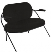 2-Sitzer Sofa SATURNE schwarz Kunstleder