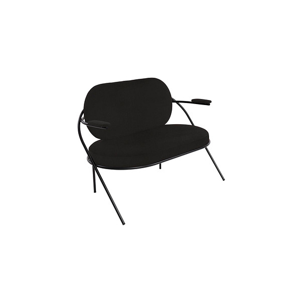 3660141960617 - Zweisitzer Sofa Meet by Paperflow Saturne mit Armlehnen B 1180 x T 730 x H 880 mm Stahlrohr Kunstleder Schwarz Schwarz 3660141960617 - Zweisitzer Sofa Meet by Paperflow Saturne mit Armlehnen B 1180 x T 730 x H 880 mm Stahlrohr Kunstleder Schwarz Schwarz