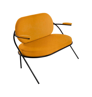 2-Sitzer Sofa SATURNE safran schwarz Kunstleder