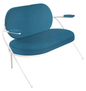 2-Sitzer Sofa SATURNE blau weiß Kunstleder
