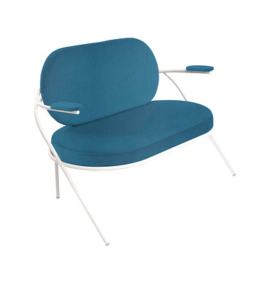 2-Sitzer Sofa SATURNE blau weiß Kunstleder
