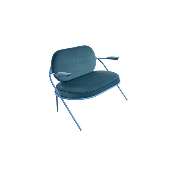 3660141960747 - Zweisitzer Sofa Meet by Paperflow Saturne mit Armlehnen B 1180 x T 730 x H 880 mm Stahlrohr Samt Blau Blau 3660141960747 - Zweisitzer Sofa Meet by Paperflow Saturne mit Armlehnen B 1180 x T 730 x H 880 mm Stahlrohr Samt Blau Blau