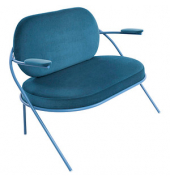 2-Sitzer Sofa SATURNE blau Kunstleder
