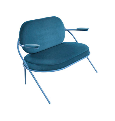 2-Sitzer Sofa SATURNE blau Kunstleder