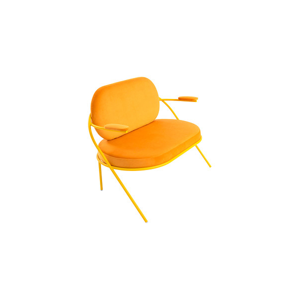 3660141960761 - Zweisitzer Sofa Meet by Paperflow Saturne mit Armlehnen B 1180 x T 730 x H 880 mm Stahlrohr Samt Safran Safran 3660141960761 - Zweisitzer Sofa Meet by Paperflow Saturne mit Armlehnen B 1180 x T 730 x H 880 mm Stahlrohr Samt Safran Safran